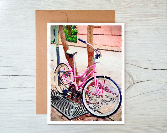 Georgia Greeting Card - Pink Bicycle