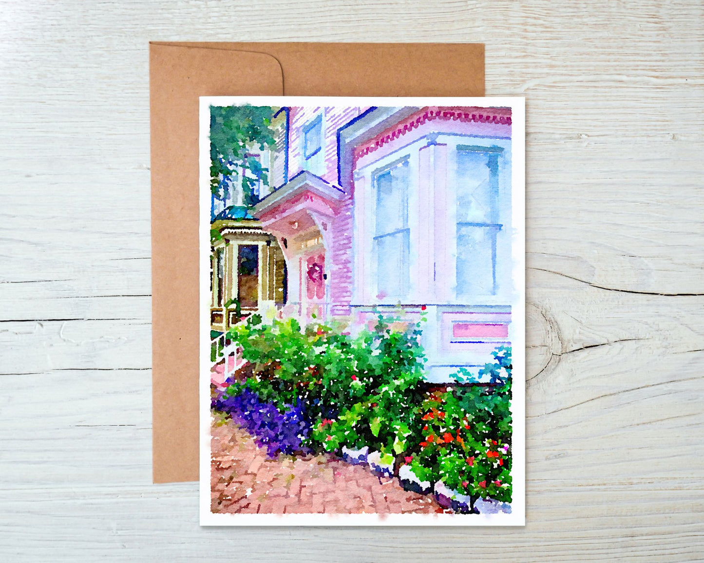 Georgia Greeting Card - Pink Victorian House