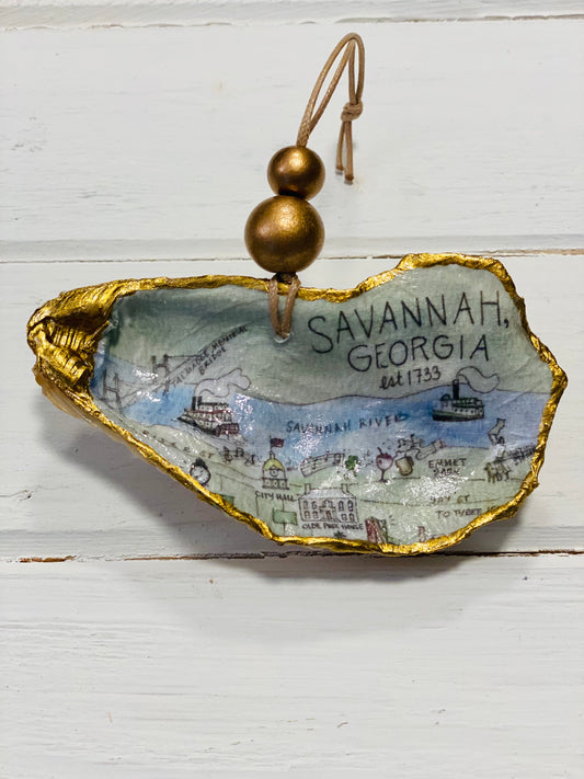 Oyster Shell Ornament - Savannah