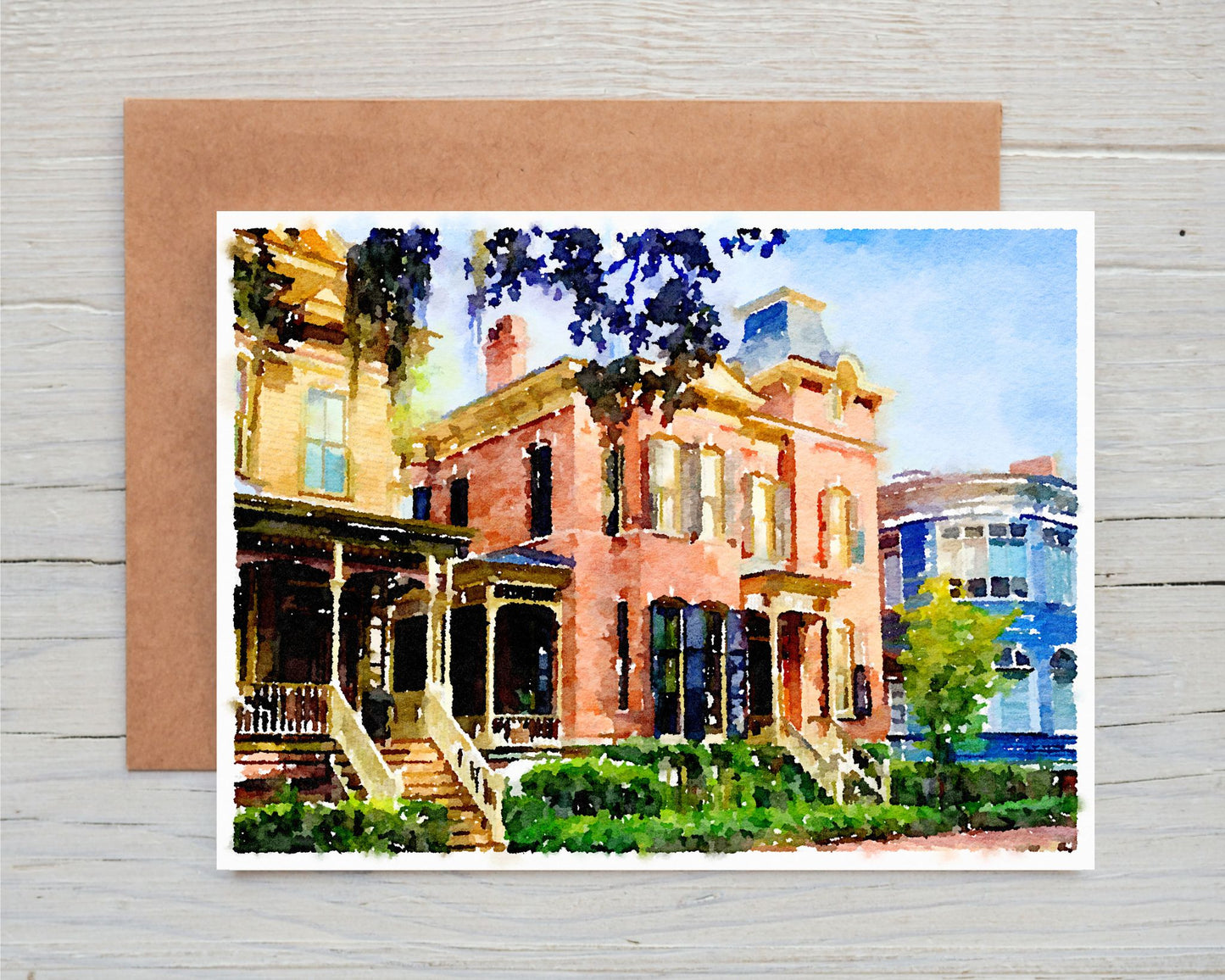 Georgia Greeting Card - Whitaker Street Mansions